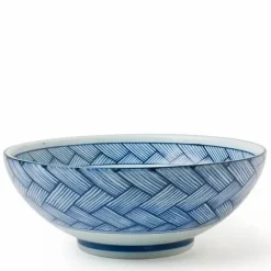 Ajiromon Blue and White Basketweave Design Collection Made in Japan Available At Miya.
