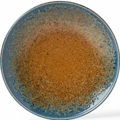 Aoi Nagashi Blue and Brown Ceramic Plate made in Japan available at Miya.