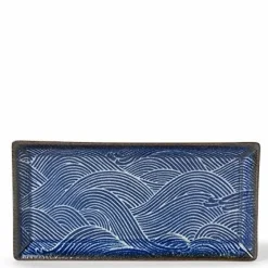 Aranami Wave Blue and White Beautiful Plate at Miya made in Japan.