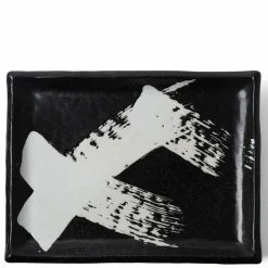 Black & White Brush Rectangle Platter