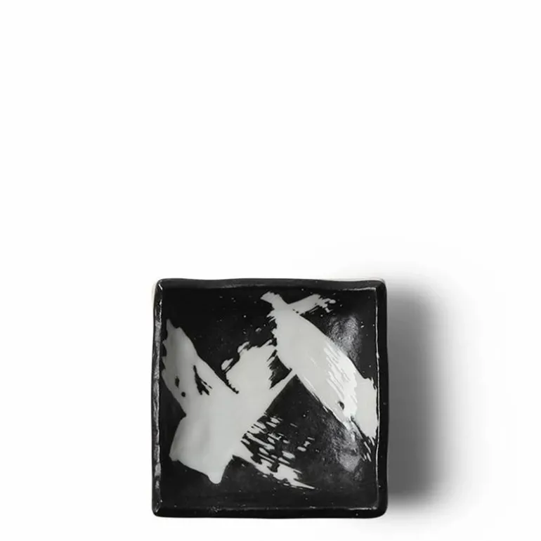 Black & White Brush Sauce Dish