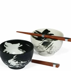 Black & White Brush Stroke Bowl For Two Set