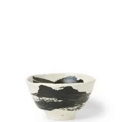 Black Brush Stroke Design Ceramic Everyday Bowls made in Japan available at Miya.
