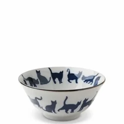 Blue & White Cat Bowl made in Japan available at Miya.