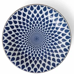 Blue & white rain design dinner large plate made in Japan available at Miya.