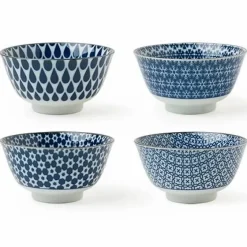 Blue and white ceramic bowl set of 4 made in Japan available at Miya!