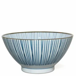 Blue and White Sensuji Lines 7" Ramen Noodle Bowl from Japan at Miya.