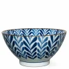 Blue and White Shidae Ferns 7" Ramen Noodle Bowl from Japan at Miya.
