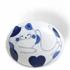 Blue Cats grace these fun tableware pieces made in Japan available at Miya.