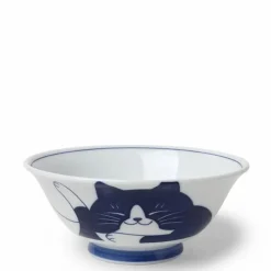 Blue Cats on a ramen noodle bowl made in Japan available at Miya.