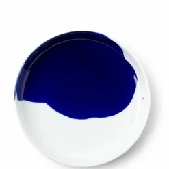 Blue Splash Design on a Ceramic Plate Made in Japan.