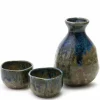 Brown & Blue Glaze Sake Set at Miya