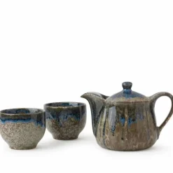 Brown & Blue Glaze Tea Set at Miya