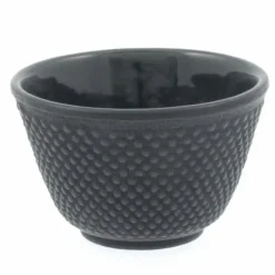 Cast Iron Teacup Black Hobnail