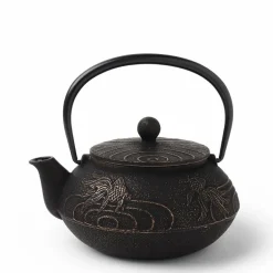 Cast Iron Teapot Black Goldfish