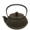 Cast Iron Teapot Gold Black Chrysanthemum