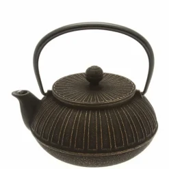 Cast Iron Teapot Gold Black Chrysanthemum