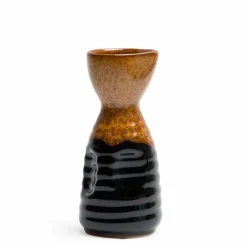 Ceramic Golden Tenmoku Black Sake Bottle Made in Japan.
