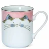 Ceramic Handpainted Pink Cat Mug made in Japan.