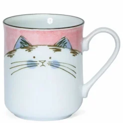 Ceramic Handpainted Pink Cat Mug made in Japan.