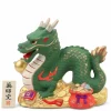 Figurine Dragon Green with Gold Fortune