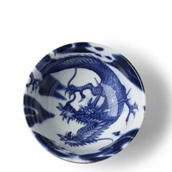 Flying Dragon Themed Bowls in Blue and White Mae in Japan available at Miya.