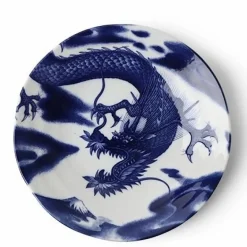 Flying Dragon Themed Dishes in Blue and White Made in Japan available at Miya.