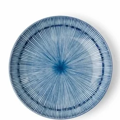 Hoso Tokusa Blue and White 6.5" Round Dessert Side Plate at Miya