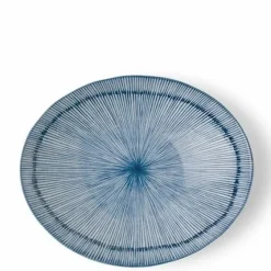 Hoso Tokusa Blue and White 7.75" x 6.25" Oval Bowl at Miya