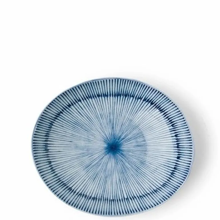 Hoso Tokusa Blue and White 5.25" x 4.5" Oval Bowl at Miya