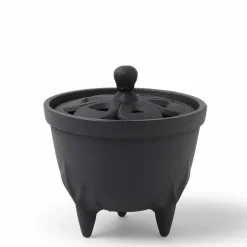 Incense Holder Cast Iron Black Flower Petal