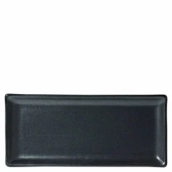 Iron Glaze Black Matte 11" x 5" Rectangle Plate at Miya