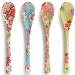 Japanese Kimono Floral Dessert Spoon Set available at Miya