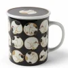Jewel Japan Sleepy Cat lidded mug made in Japan available at Miya.