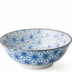 Monyou Blue & White Pattern Asanoha 7.5" Ramen Noodle Bowl from Japan Available at Miya