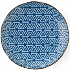 Monyou Blue & White Pattern Sankaku 10" Plate.
