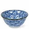 Monyou Hana Seigaiha blue and white pattern Arch 6" bowl