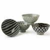 Retro Black & White 4.5" Rice Bowl Set
