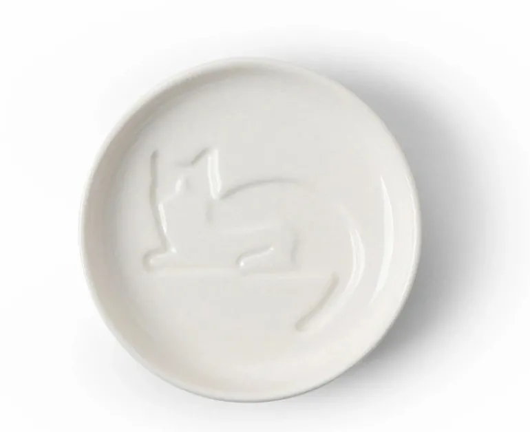 Sauce Dish Cat Laying Down