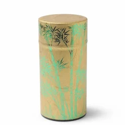 Tea Canister Gold/Green Foil Bamboo