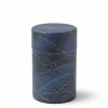 Tea Canister Indigo Gold Waves