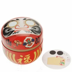 Tea Canister Red Daruma "Wishes"