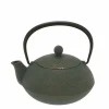 Teapot Cast Iron Bronze Waves