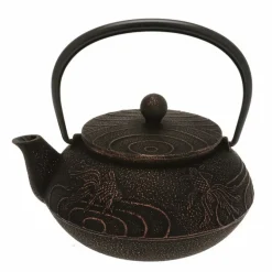 Teapot Cast Iron Copper Black Goldfish