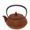 Teapot Cast Iron Gold Cranberry Pine Needles