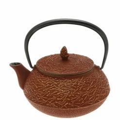 Teapot Cast Iron Gold Cranberry Pine Needles