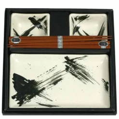 White Brush Stroke Sushi Set at Miya